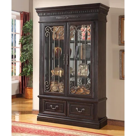 2-Door Display Wall Cabinet with Fluted Pilasters